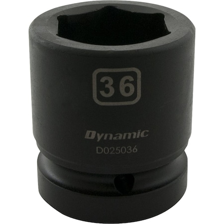 Dynamic 1" Drive Standard Socket, Black Phosphate, Tools 36MM X 1" Drive, 6 Point Standard Length D025036